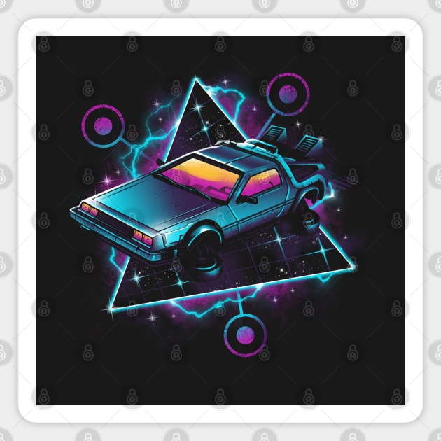 Retro Wave Time Machine Magnet by Vincent Trinidad Art